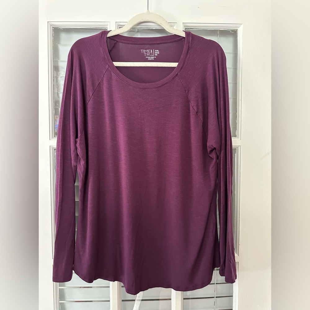 Time and Tru Women’s XXL (20) Wine Hacci Long Sleeve Soft Knit Tee | SKU 0524